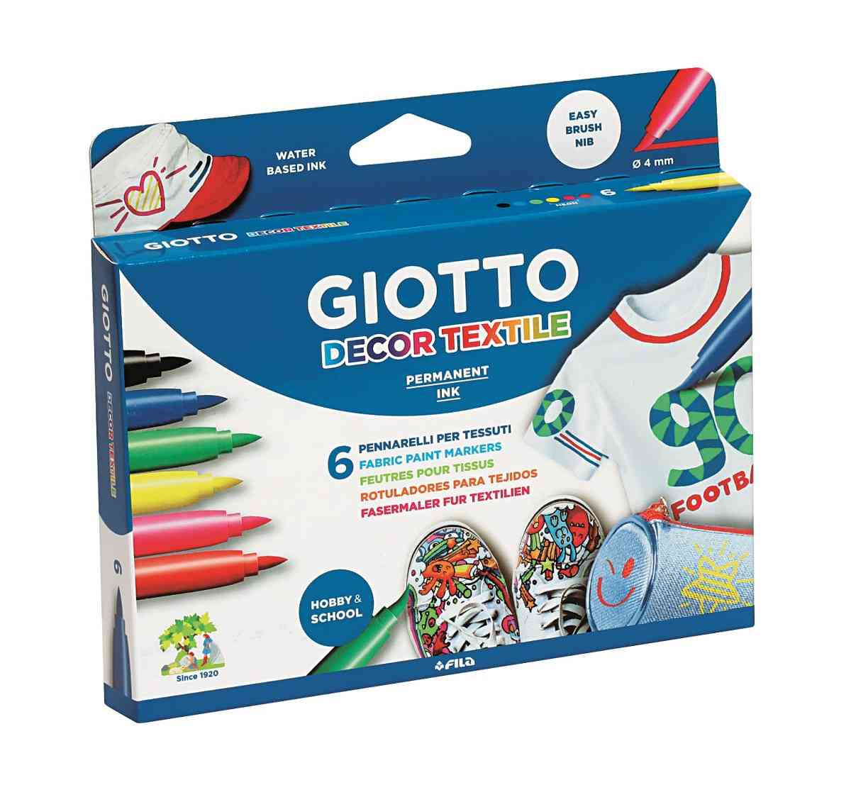 Marcadores textiles 6 colores Giotto