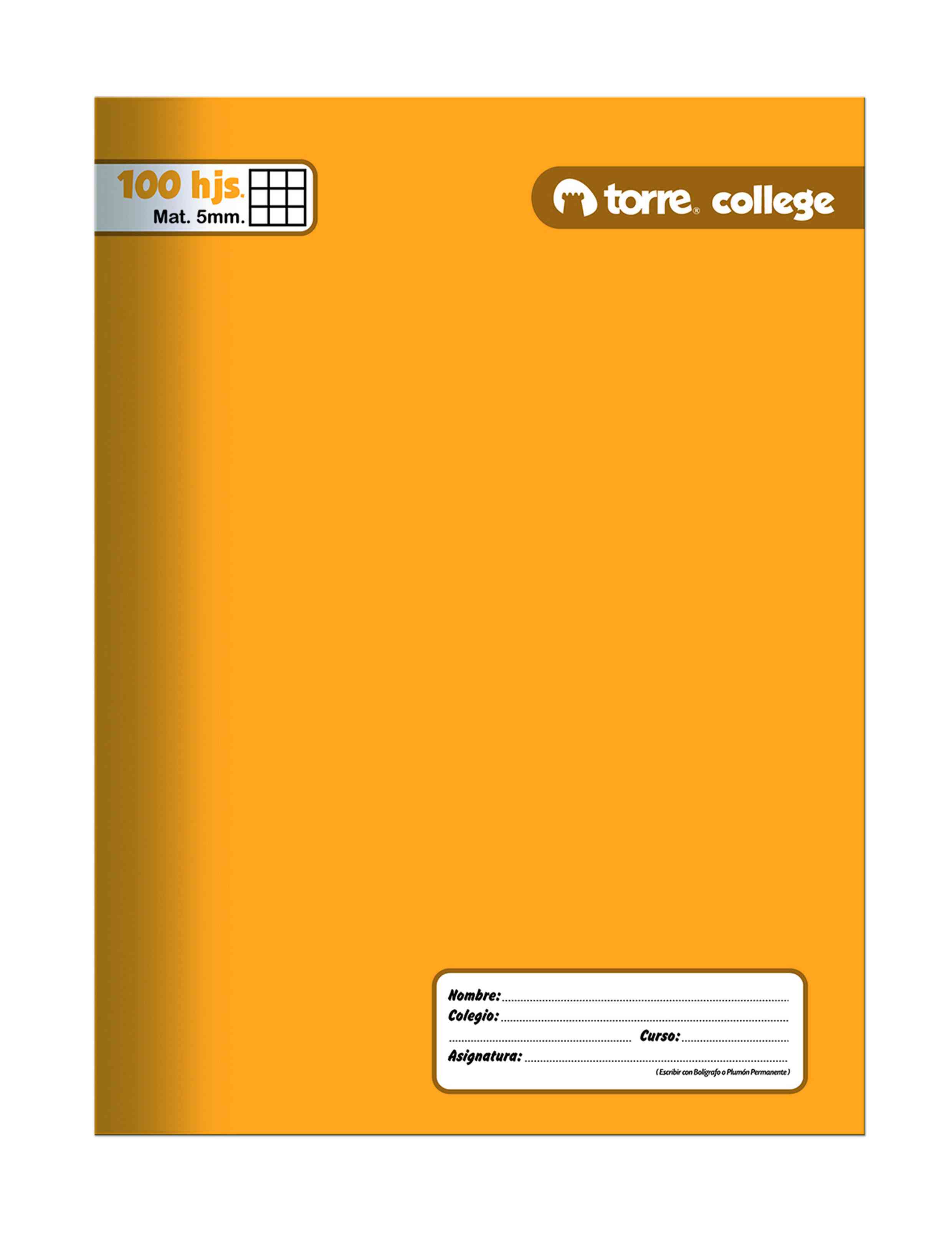 Cuaderno College Liso 5mm 100 hjs Torre