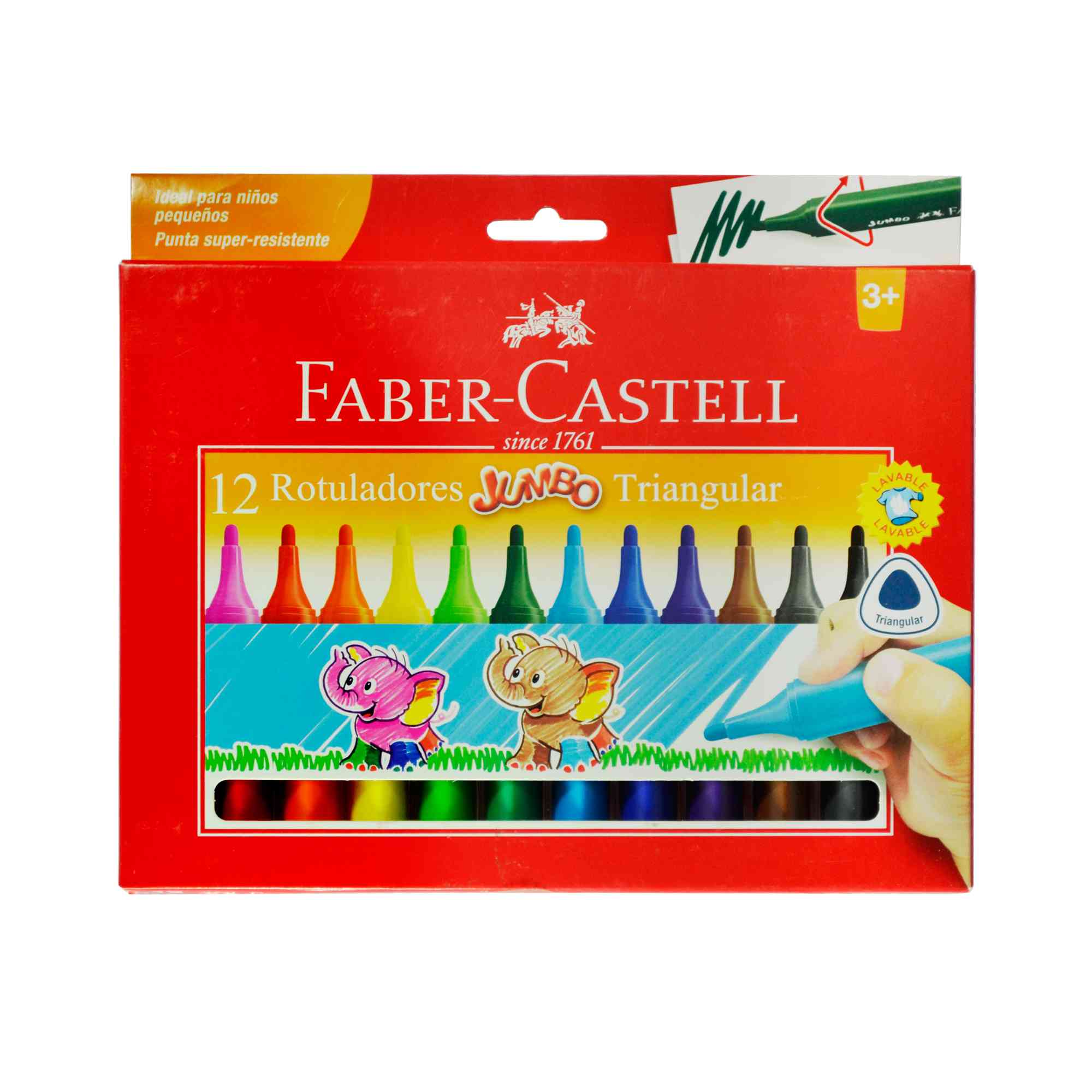 Marcadores rotuladores jumbo triangular 12 colores Faber-Castell